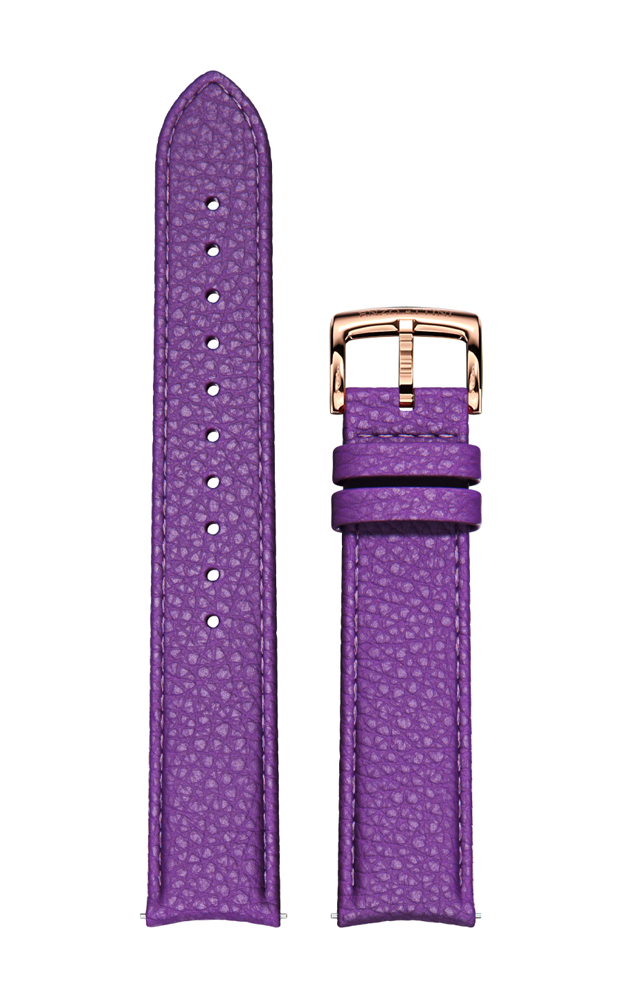 Purple Italian Leather Strap / Rose Gold Color Buckle