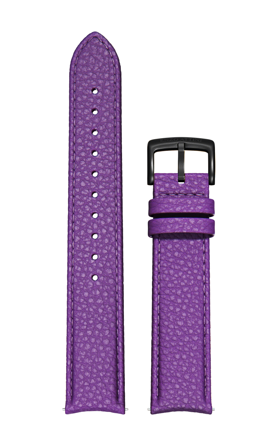 Purple Italian Leather Strap / Black Color Buckle