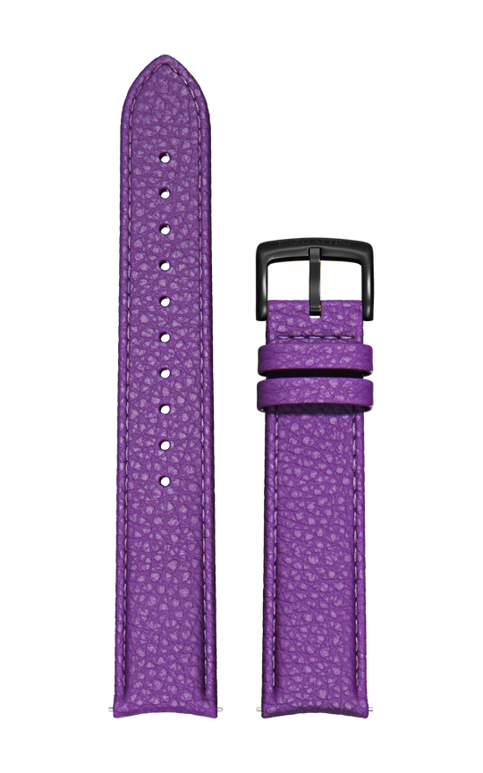 Purple Italian Leather Strap / Black Color Buckle