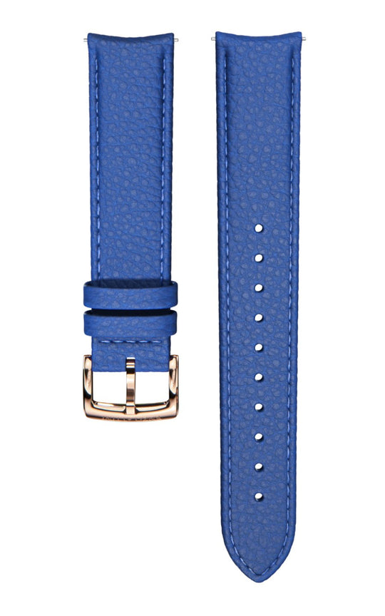 Blue Italian Leather Strap / Rose Gold Buckle