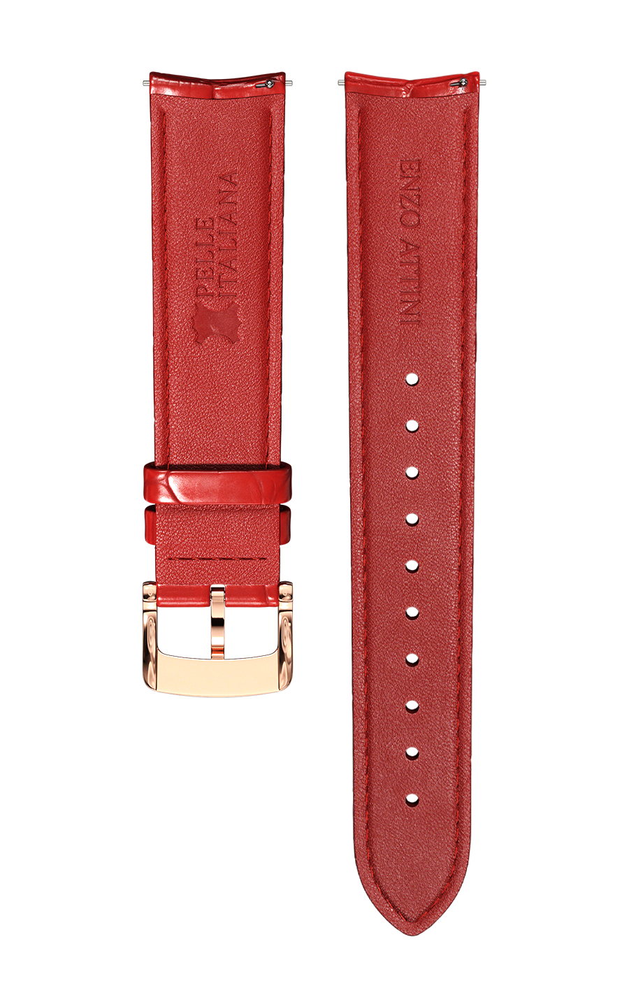 Purple Italian Leather Strap (croc pattern) / Rose Gold Color Buckle