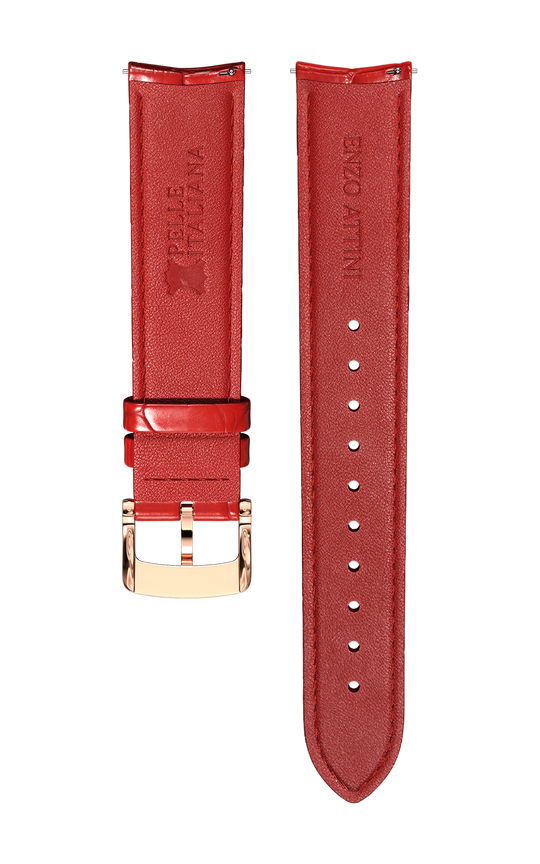 Purple Italian Leather Strap (croc pattern) / Rose Gold Color Buckle