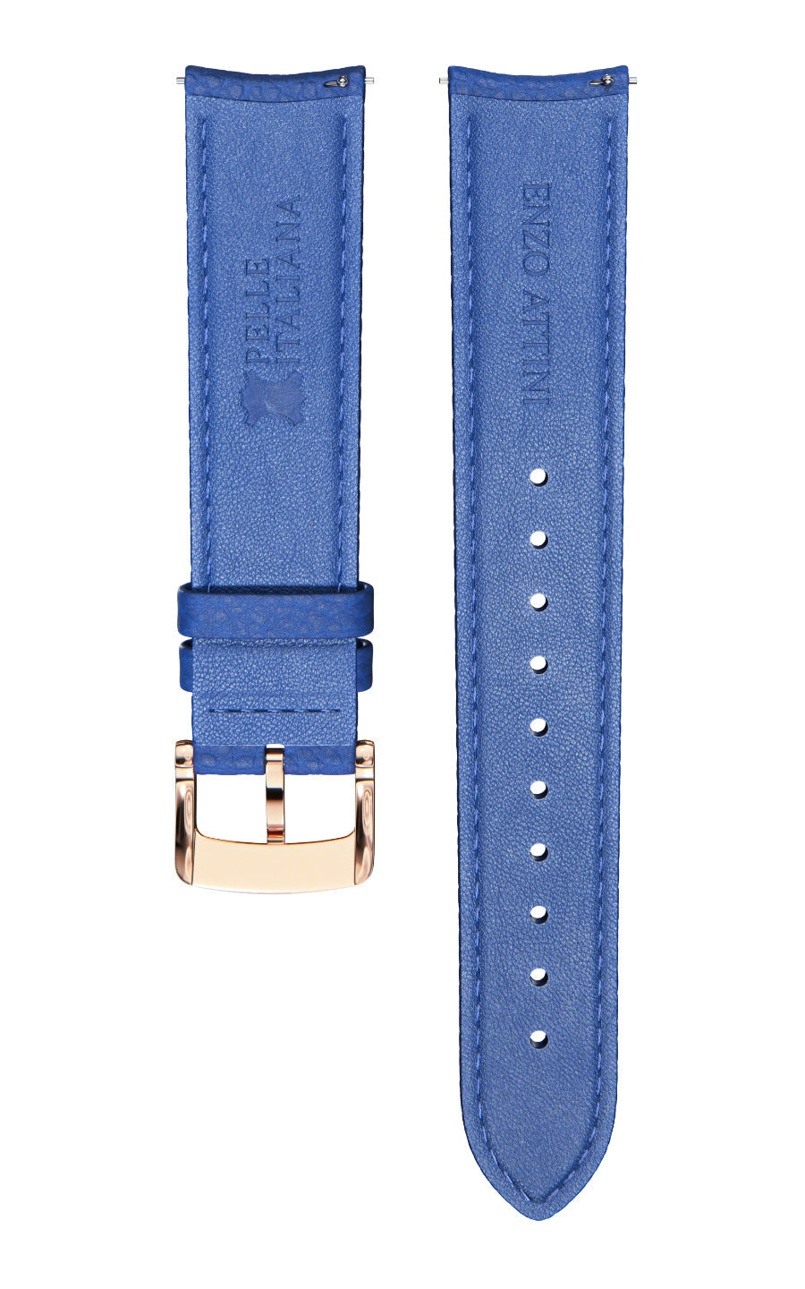 Blue Italian Leather Strap / Rose Gold Buckle